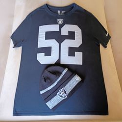 NFL RAIDERS BUNDLE - Khalil Mack 52 Nike-Tee + Matching New Era Beanie Set