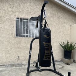 Everlast Boxing Bag Stand With Heavy Bag, Speed Bag, And Boxing Gloves 