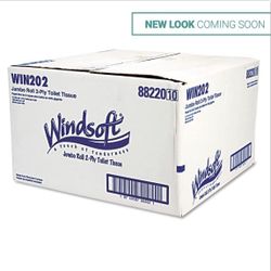 Windsoft WIN202 3.4 in. x 1000 ft. 2 Ply, Septic Safe, Roll Bath Tissue - Jumbo, White (12 Rolls/Carton)