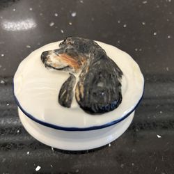 Vintage Trinket Box with Bas- Relief Portrait of Dog