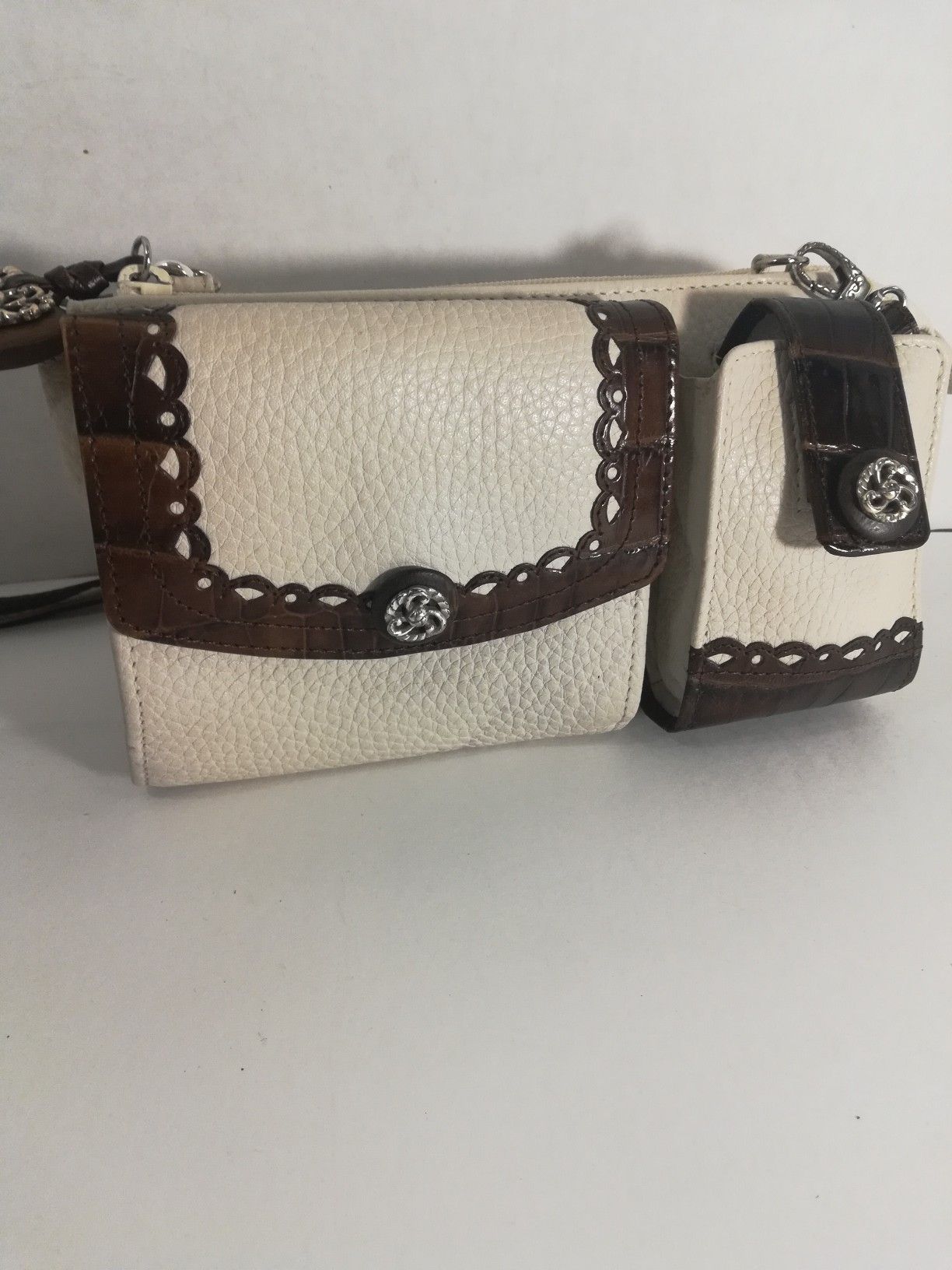 Brighton ivory and brown crossbody bag