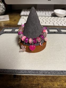 Charm bracelet handmade Pink