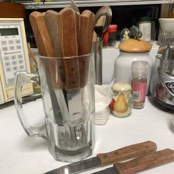 (14) Steak Knives Round tip And Wood Handle From Vollrath . All One Price 