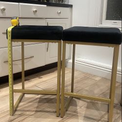 Black And Gold Bar Stools (Set Of 2)