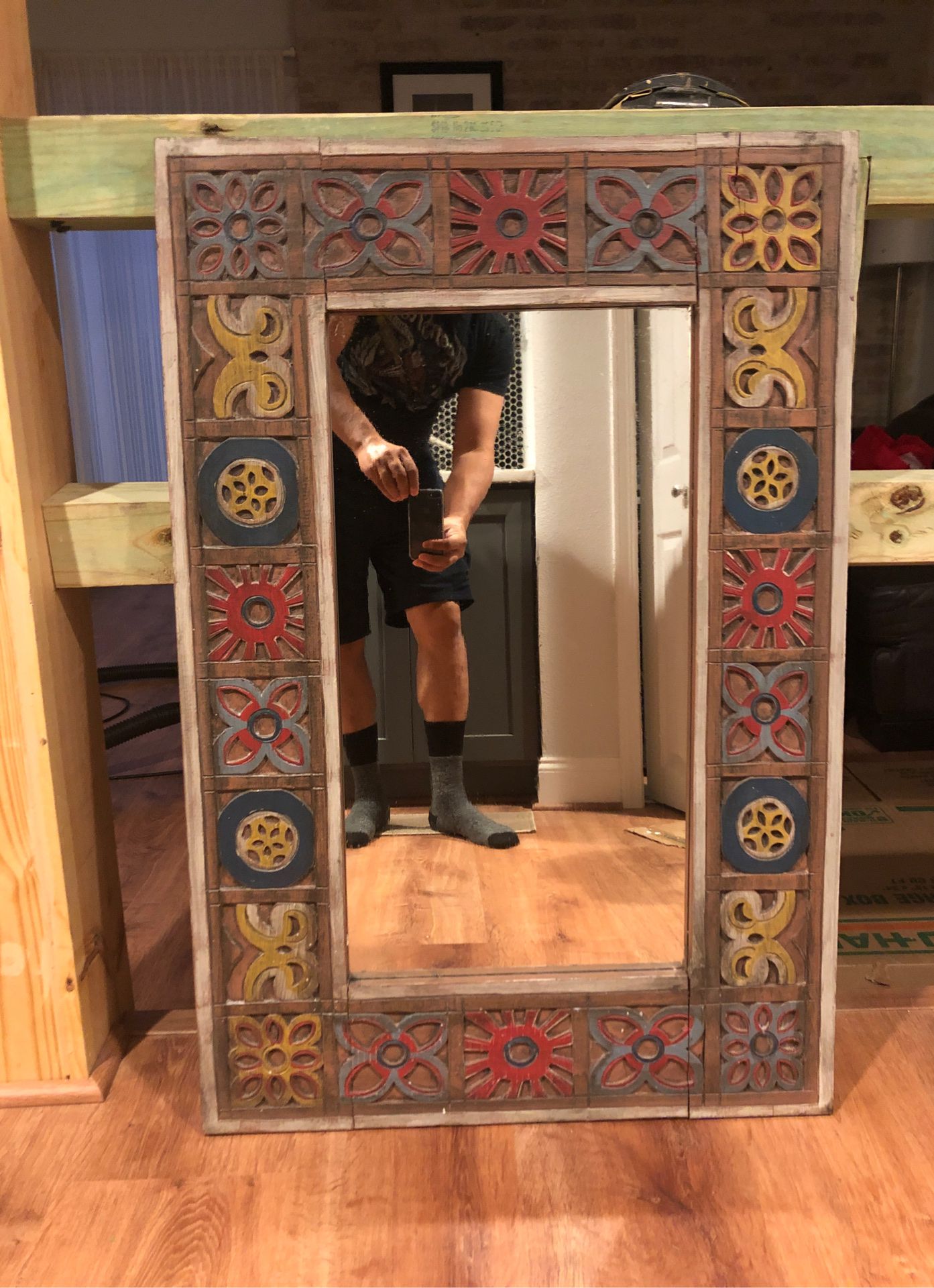 Wood flange - wall mirror