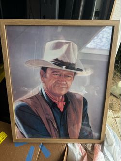 John Wayne framed photo, book and print
