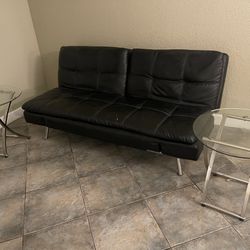 Futon Leather Sofa And End Tables