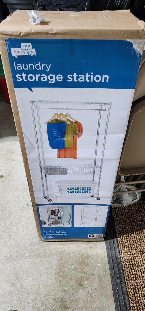 Laundry storage station rack