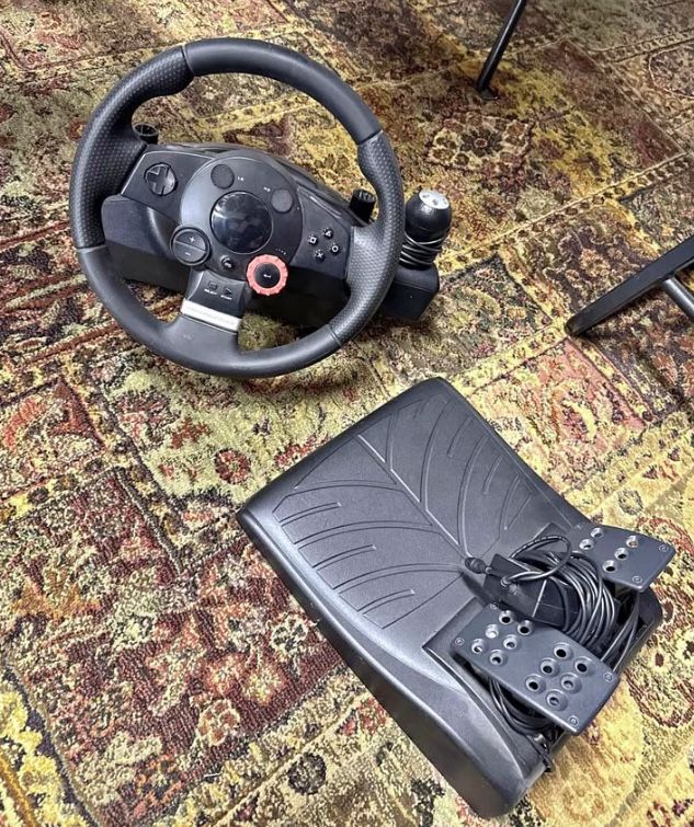 Logitech Driving Force GT E-X5C19 PS3 PC Steering Wheel Pedals + Power Adapter