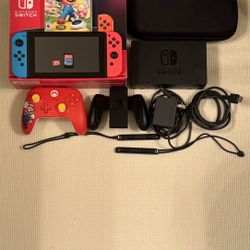 Nintendo Switch V2 Bundle w/ Mario Controller, 128GB SD & Mario Rabbids Game