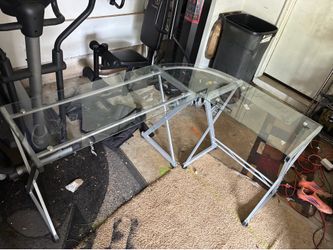Glass L shaped Corner Desk