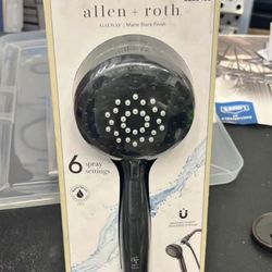allen + roth Galway 6.0 -Settings Matte Black 5-in Round Handheld Shower Head 1.8 GPM