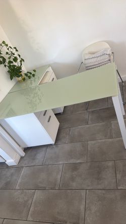 Metal desk with glass