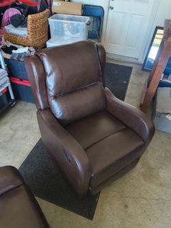Brown leather recliner