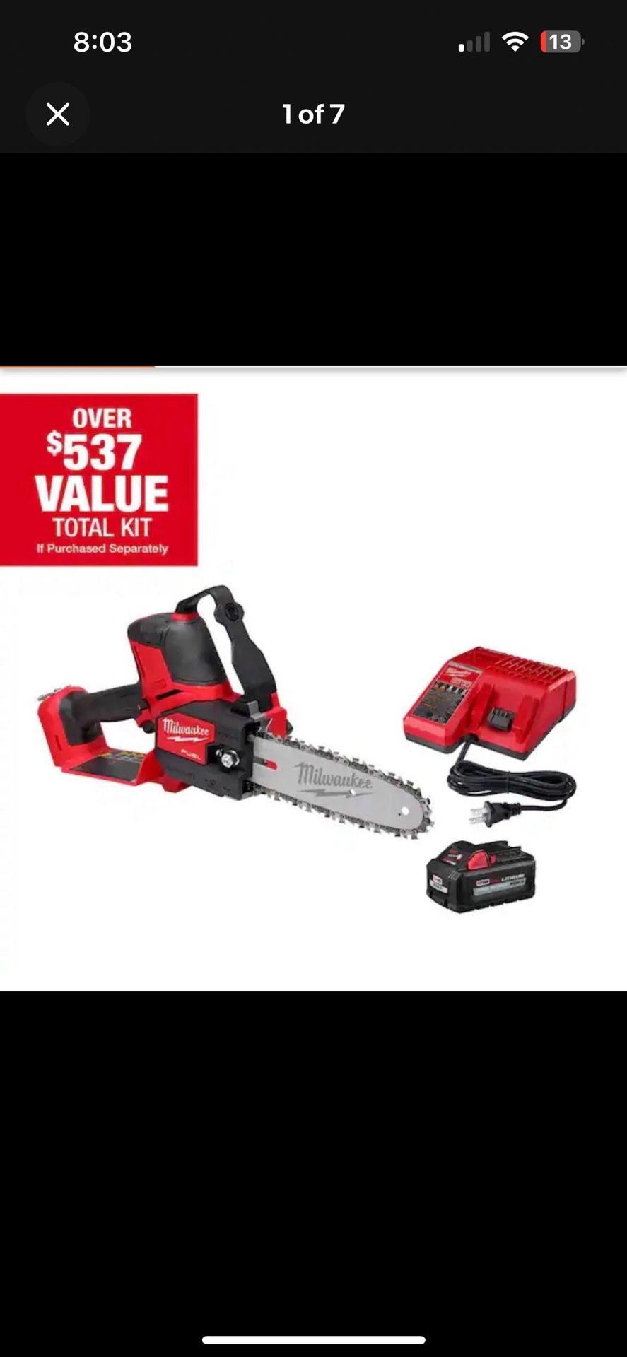 Milwaukee M18 FUEL 8 in. Brushless HATCHET Pruning Saw Kit 6AH 3004-21P