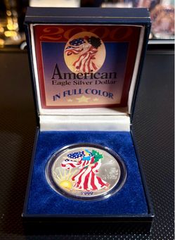 2000 American Eagle Silver Dollar – Full Color Collectible w/ Original Box