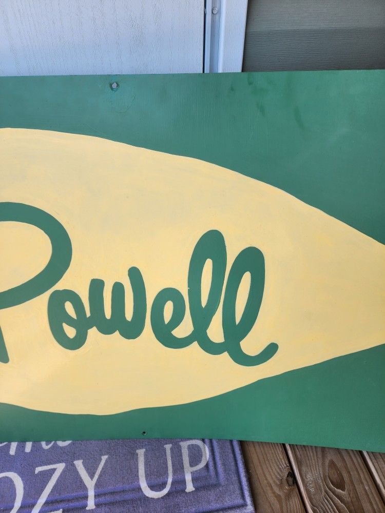 powell tobacco sign VINTAGE RARE POWELL TOBACCO EQUIPMENT SHOP FARM LARGE TIN METAL SIGN 48