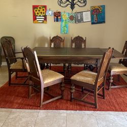 Dining Set over 100yrs old Antique Jacobean Style wood carved dining set