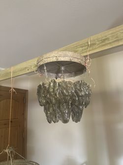 Glass leaf chandelier