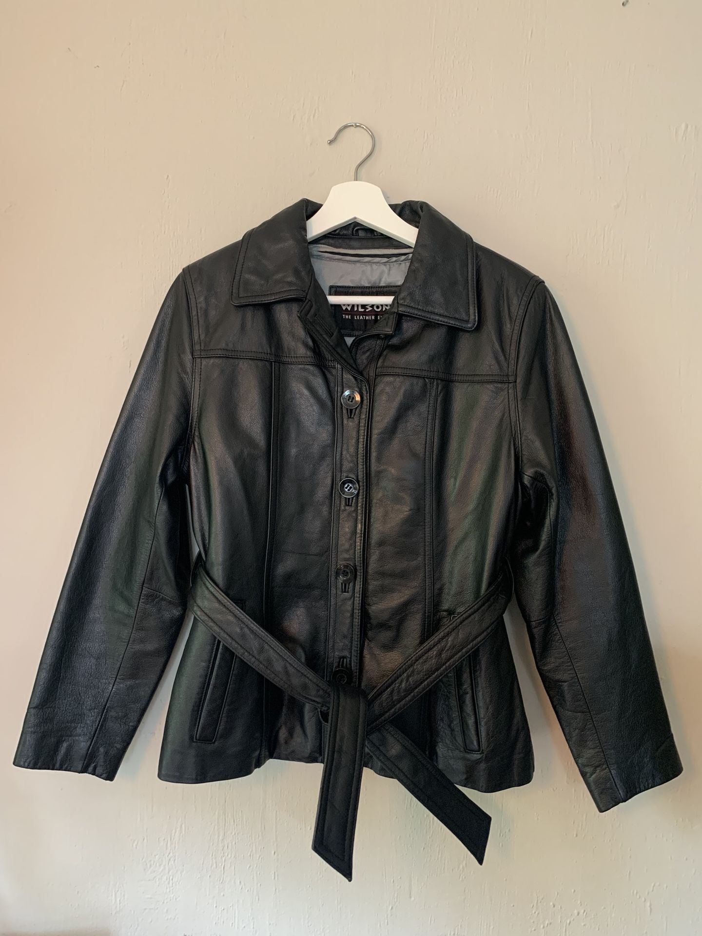 Wilsons Belted Leather Jacket With Thinsulate Zip Out Liner: Size XS