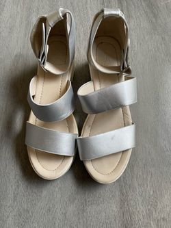 Silver Ankle Strap Flat Sandals