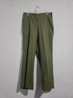 Olive Green Flat Front Trousers