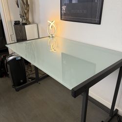 Office Desk Iced Glass 