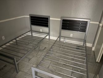 Twin Metal Bed Frames with Headboards – Set of 2