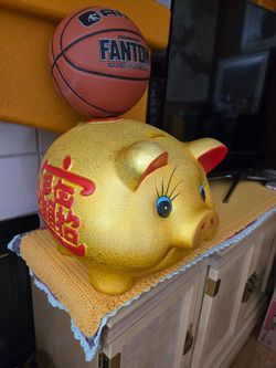 Large Gold Chinese Lucky Piggy Bank