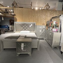 King Bed Frame, Dresser, Mirror And Nightstand 