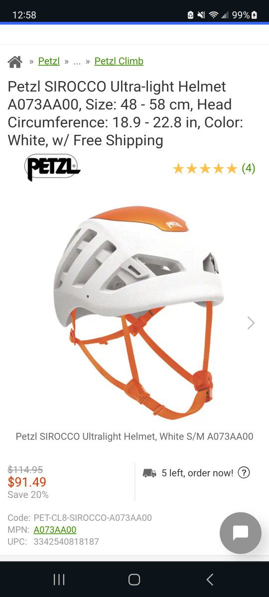 Petzl Sirocco Ultra Light Climbing Helmet 