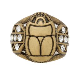 New Lulu Frost Antique Gold Tone Pharaoh Ring Size 5 Scarab MSRP $173