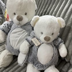 Benji Teddy Bear Bunny Rabbit- Stuffed Animal - Teddy Bear with Pull Down Bunny Hood, 17 inches  And 14 “Kawaii Cute Plush Toy