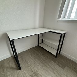 White/Black L-Shaped Computer Desk