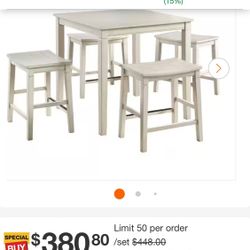 Westlake 5-Pack Counter Height Dining Set for $175, pickup only