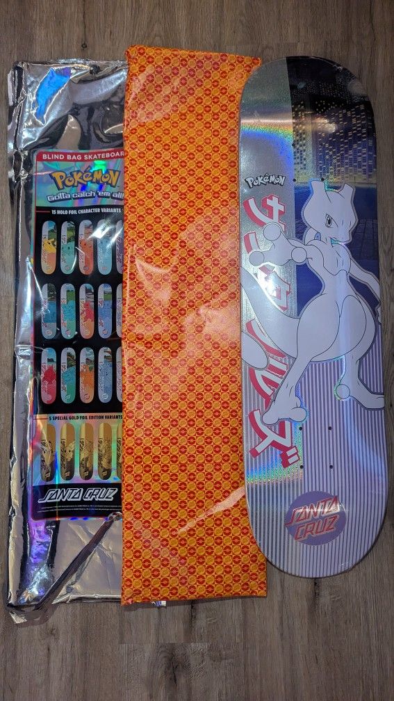 Santa Cruz x Pokemon Mewtwo Skateboard Deck