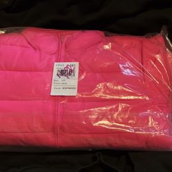 BNWT Neon, Electric Hot Pink Rain Jacket Size Large Girls, 10/12 Size