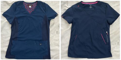 lot of 2 koi navy blue scrub tops Basics + Lite Zip Pocket size M
