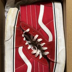 Red Vans High top Skateboard Sneakers Mens Sz 6 Or Women Sz 7.5