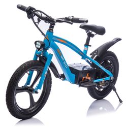 24V Ride On Electric Dirt Bike, 300W Super Power Motor, Handle Acceleration Up to 12.43MPH,16in Wheels, Adjustable Seat Height, Hand-Operated Brakes E