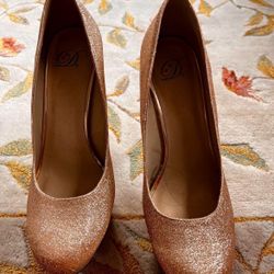 Gold Glitter Heels Size 10