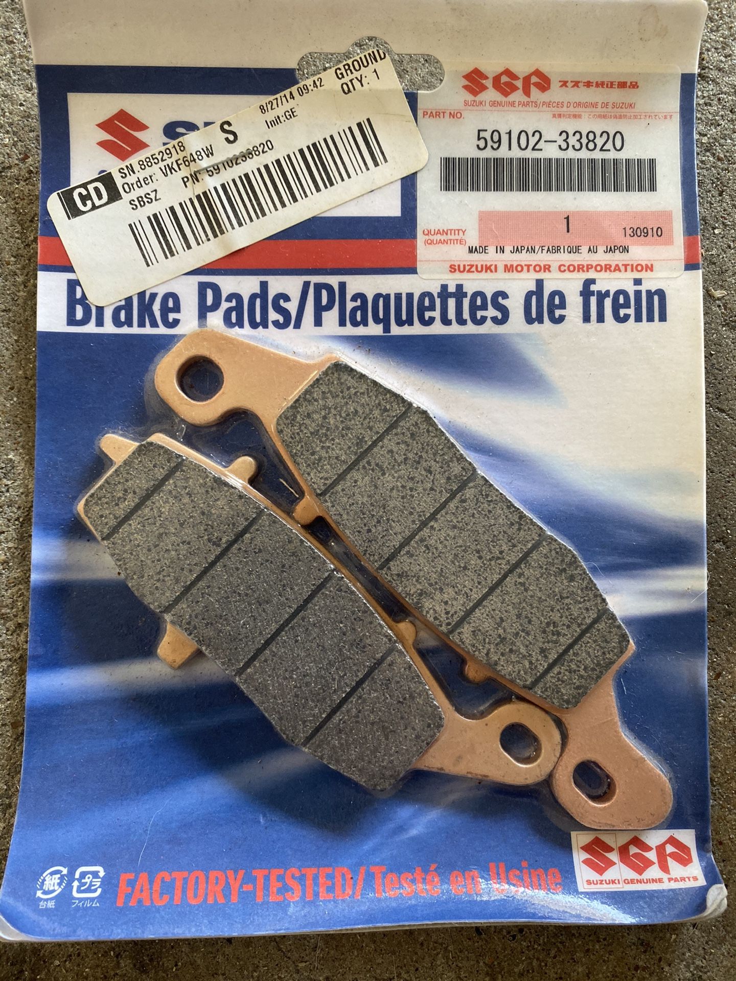 Original Suzuki Brake pads part 59102-33820 OBO check the model #