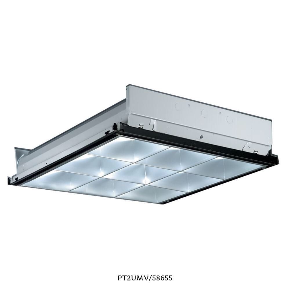 Lithonia Lighting 2 ft. x 2 ft. Silver 9-Cell Multi-Volt Fluorescent Parabolic Troffer - New/Defect