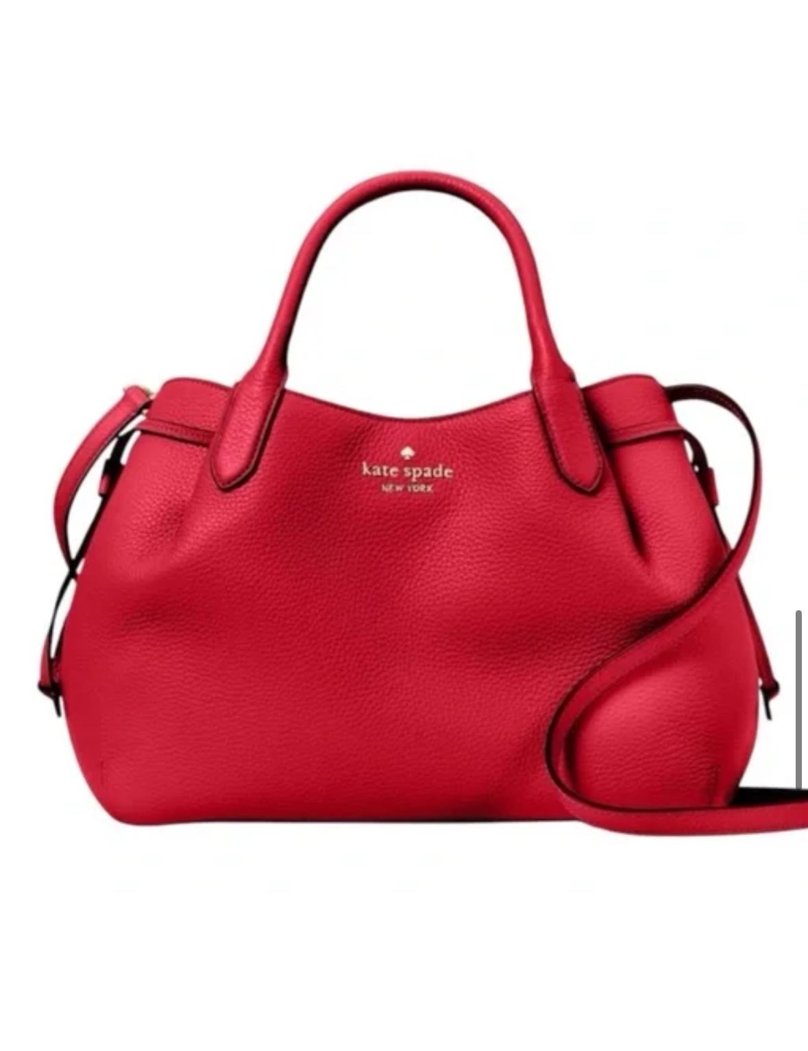 Kate Spade Dumpling Large Pebbled Leather Satchel Bag, Perfect Cherry Red NWT 