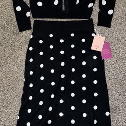 NWT Victor Glemaud Sweater Style Polka Dot Sweater/ Long Skirt Outfit 