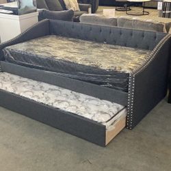 Gray Daybed With steel Buttons