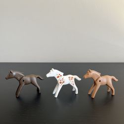 Playmobil Baby Horse Foal Lot Of 3 Geobra Vintage 1980s Brown White