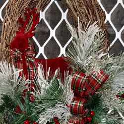 Handmade Reindeer Christmas/winter Oval Grapevine Wreath 🦌