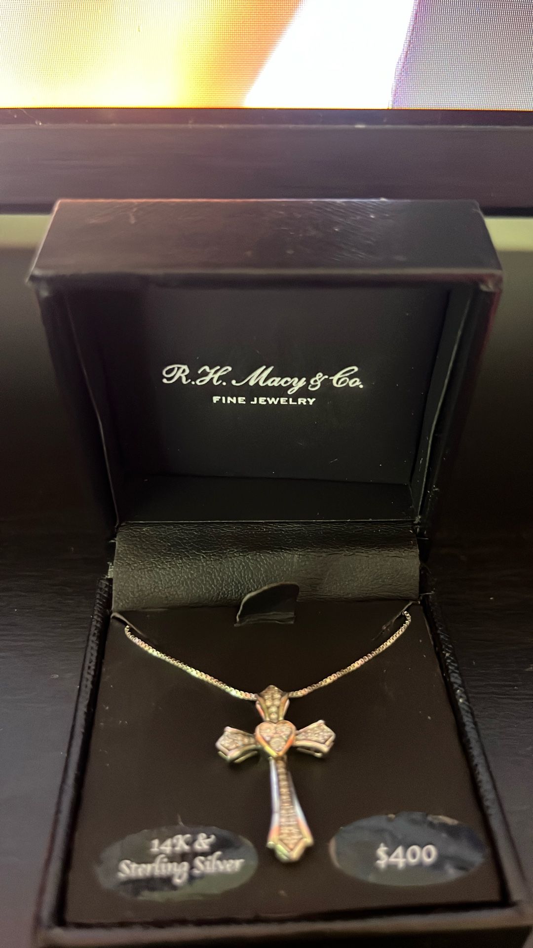 14k & Sterling Silver Cross Necklace