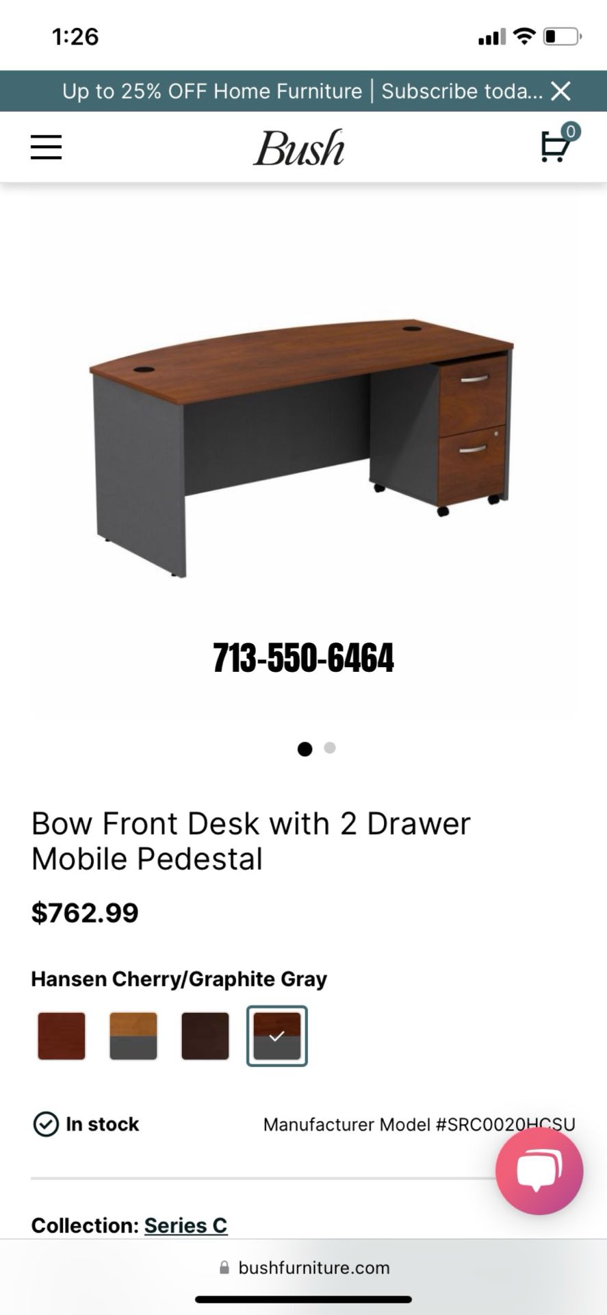 4 Piece bush Executive Desk Set